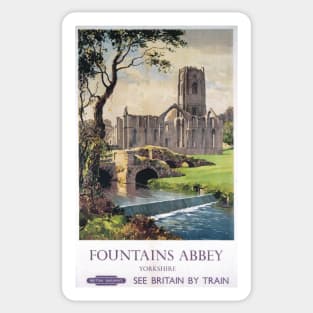 Fountains Abbey, Yorkshire - Vintage Railway Travel Poster - 1956 Sticker